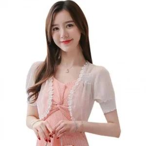 여성 반팔볼레로 쉬폰 상의 가디건 원피스코트 (48Xgd)