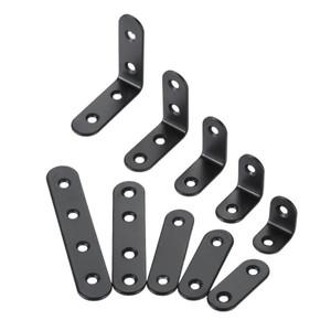 DRELD 10pcs 스테인레스 스틸 지원 블랙 L 자형 브래킷 나사 포함 직각 코너 브레이스 가구 하드웨어 고정