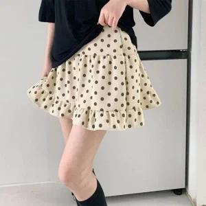 [옷자락]여자 러블리 땡땡이 프릴 셔링 미니 스커트