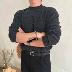 남자 가을 반목폴라 베이직핏 스판 데일리룩 니트