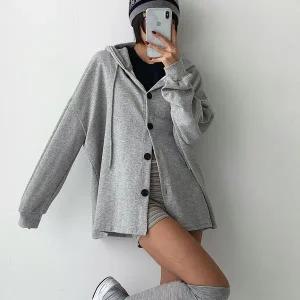 [신세계라이브쇼핑][옷자락] 여자 커플룩 아방핏 빅사이즈 후드 긴팔 가을 가디건