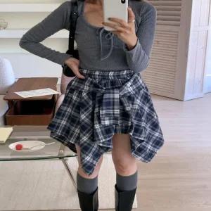 ONM 여성 4타입 미니스커트 허리밴딩 레이어드 셔츠치