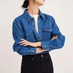 ONM 여성 베이직 청남방 데님셔츠 레귤러핏 긴팔 레이