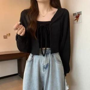 ONM 크롭 스트링 시스루 볼레로