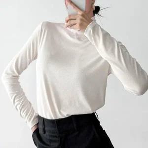 [신세계라이브쇼핑][옷자락] 여자 가을컬러 레이어드 이너티 목폴라 무지 티셔츠