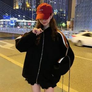 ONM 슬리브 배색 집업 아우터 루즈핏 캐주얼 기모