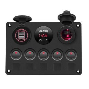 보트 스위치 패널 로커 LED 해양 USB 디지털 조합 자동차 포트 갱 12V 방수 5 전압계 듀얼 콘센트