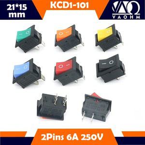 KCD1 101 온 접점 250VAC 로커 125VAC 스위치 SPST 15x21mm 10A 6A 핀 오프 2 구리