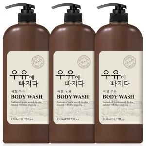 우유에빠지다 곡물 우유 바디워시 1500ml 3개 대용량 향기좋은 바디클렌저