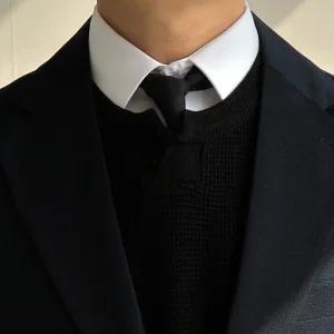 [맨즈북]봄 수트 이너 남성 니트베스트 트임 라운드 검정조끼