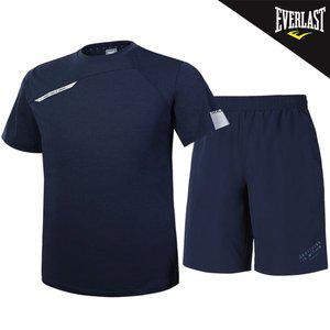 [에버라스트] 쿨링 반팔티+우븐 5부 반바지 E-183UNV+E-009PNV 상하의 세트 남녀공용 여름바지