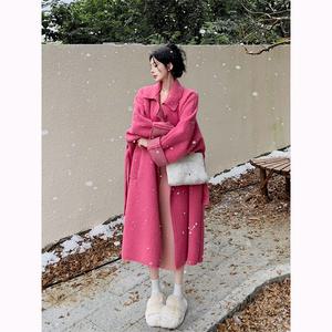 셀_여성 긴 모피 코트 양털 인조 루즈핏 퍼 일체형 스웨이드 모직 여 가을 겨울 롱 도톰 트렌치