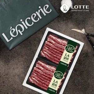 [롯데백화점]코스틸라 블랙앵거스 스테이크식 LA갈비세트 4kg(두께 1.5cm)