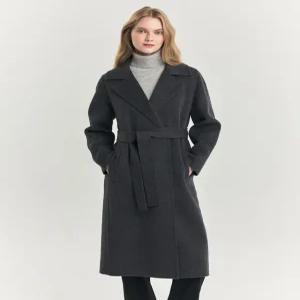 헤지스 여성 24FW [캐시미어]트렌치형 핸드메이드 롱코트 차콜그레이 HSCO4D004CG