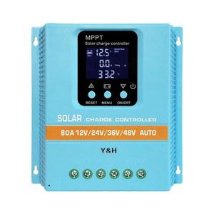 Y&H MPPT 80A 태양광 충전 컨트롤러 12V 24V 36V 48V LCD 디스플레이 배터리 인텔리전트 레귤레이터 Max 100V 입력 듀얼 USB 납-산 /리튬