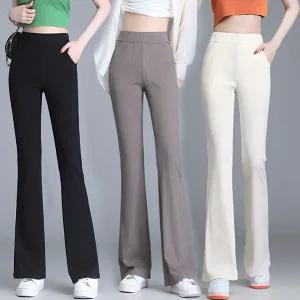 재입고 DZ-2305/ S-5XL 여름쿨바지 여성부츠컷 나팔 빅사이즈 밴딩 고무줄