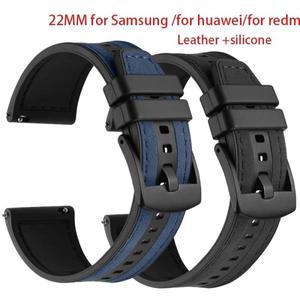 삼성 갤럭시 6 5 4/Ative/gear S3용 22mm 가죽 + 실리콘 스트랩 Redmi 3 Lite/Active 스마트 시계 46mm 시