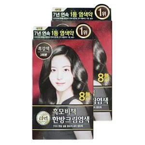 엘지 리엔 염색약 흑모비책 한방크림염색 흑갈색 2개