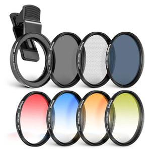 [미국배송] 휴대폰 렌즈 클립 CPL IPHONE ND32 캐논 키트 포함된 6포인트 필터 58MM NEWER 13 11 14 눈금 소니 12 카메라와 필터 필터(4가지 및 별 니콘 15 호환 가능 PRO 색상)가 MAX