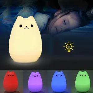 [LF40756O_58]만지면 야옹이 실리콘 고양이 취침등