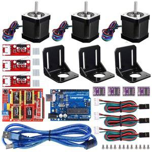 ArduinoIDE용 3D 프린터 CNC 컨트롤러 Ardiuno 키트, Longruner GRBL 쉴드 보드+RAMPS 1.4 기계식 스위치 엔드스탑 DRV8825 A4988 스테퍼 모터 드라이버 Nema17 LKB02,Black