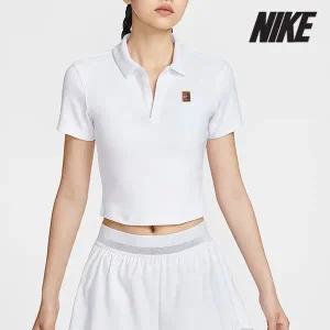 [나이키] 여성용 테니스 반팔티 /K11- HJ8993-100 / 우먼스 코트 헤리티지 반팔 크롭 테니스 폴로