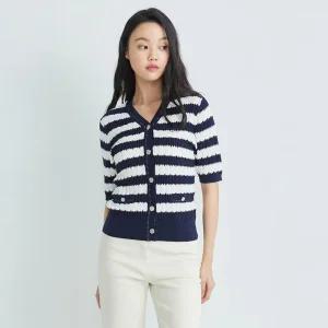 나이스클랍 13.[최초가:215000원] 메탈 배색 스트라이프 가디건 A233PWK664 334404