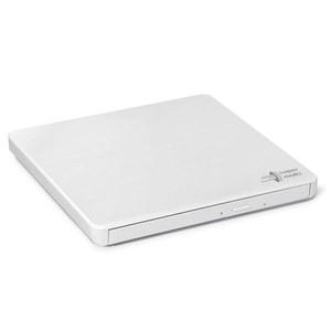 LG Hitachi GP60 외장 DVD 드라이브, 노트북용 슬림 휴대용 버너/라이터/플레이어, Windows 및 Mac OS 호환, USB 2.0, 8배 읽기/쓰기 속도 - 흰색