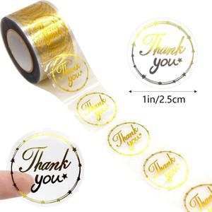 500Pcs 라운드 투명 금박 우리 축하하기위한 스티커 선물 상자 패키지 장식 봉투 물개 감사합니다