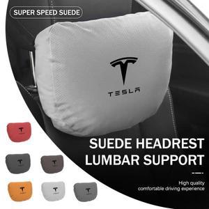 Tesla Model 3 Y S X Roadster 용 스웨이드 카시트 목 베개 헤드 받침 허리 목재 지원