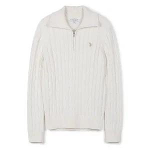 [유에스폴로][U.S. POLO ASSN.] 25FW 여성 케이블 하프집업니트_아이보리