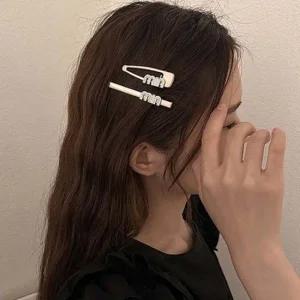실버 크리스탈 헤어 머리 집게핀(3P 1set) 주름 공주 왕 리본 러블리 클립 정리 헤어 머리 핀