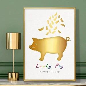 [셀러허브 패션][JHQPSSTV_4B]황금돼지 풍수 그림 A3 PIG5 돈들어오는