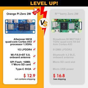 Orange Pi Zero 2W 1GB RAM 단일 보드 컴퓨터 W DDR4 Allwinner H618 WiFi-BT 2 개발