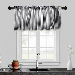 비타리토 체크 블랙 바란스커튼 커튼 132x45cm (3Ze4u)