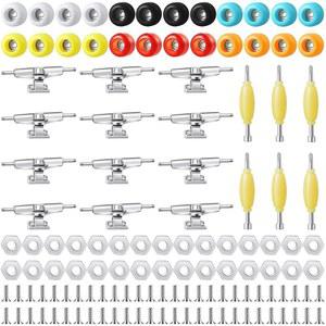 EaJ Jexine 6 세트 DIY 핑거보드 키트 액세서리 미니 핑거 스케이트보드 부품 12 브래킷 54 나사 30 너트 드라이버 24 보드 휠 도구 96mm 컬러풀