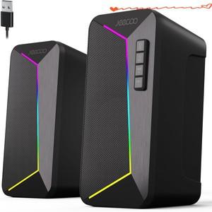 Jeecoo M30 Bluetooth 컴퓨터 스피커 선명한 스테레오 사운드를 갖춘 데스크탑용 PC 게임 동적 LED 모드 10
