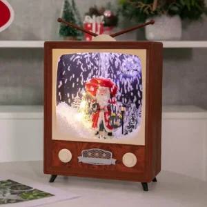 플라워트리 크리스마스 TV 오르골 대형 장식 눈내리는 전구 30cm
