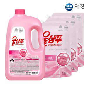 [애경]울샴푸 중성세제 오리지널 용기 3L 1개+리필 1.8L 3개