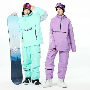 남자 여자 스키복 남성 여성 보드복 세트 남녀공용 단색 스키 재킷 바지 따뜻한 방풍 겨울 오버올 방수 후