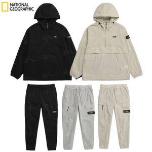 내셔널 지오그래픽 트레이닝복 세트 네셔널 우븐 후디 아노락 점퍼 조거 팬츠 츄리닝 셋업 운