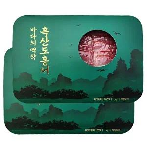 [T]백년수산 흑산도 홍어 1kg x 2팩 + [증정] 용기초장 4개+홍어뼈2개