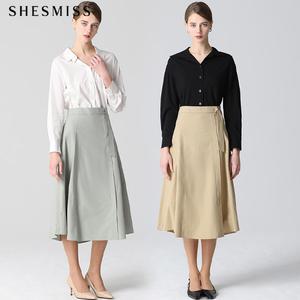 [쉬즈미스(SHESMISS)] 햅번 벨티드 플레어 미디 스커트 (택가격: 168000원)