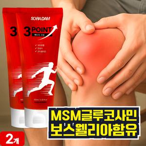 소라담 식이 유황 MSM 바르는 근육 통증 이완 마사지 크림 글루코사민 스포츠 리커버리 크림 100ml 2개