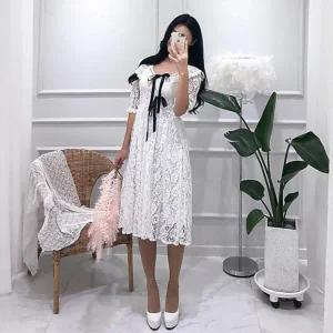 /옷자락 여자 스몰웨딩 플라워 청순한 롱원피스