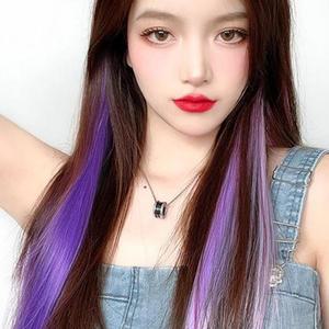브릿지 헤어피스 부분가발 컬러피스 퍼플 포인트 (3zSs3)