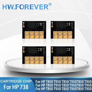 HP호환 DesignJet T850 T950 프린터용 HP호환 738 738XL 카트리지 칩용 새 업그레이드 안정적인 일회용 일