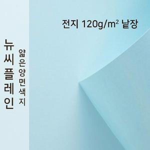 종이문화 뉴씨플레인 얇은 양면 색상지 120g 전지 No.15 하늘색 낱장 1매 색도화지 색지
