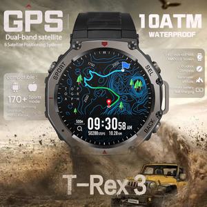 T-Rex 3 GPS 스마트 시계 10ATM IP69K 방수 시계 나침반 고도계 통화 군사 스포츠 Smartwatch 남자 화웨이