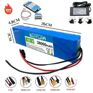 셀러 충전식 리튬 배터리 팩 14S2P 18650 전원 52V 실제 용량 38000mAh 내장 BMS + 58.8V 충전기